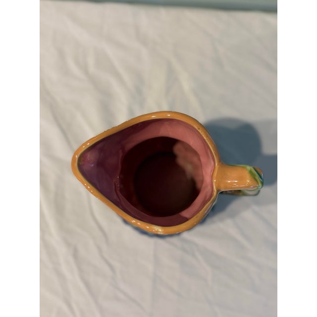 Blue Vintage Majolica Style Grape Wine Pitcher With Blue/Purple Grapes For Sale - Image 8 of 11