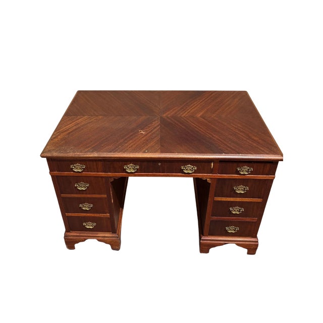 Antique Mahogany Kneehole Desk For Sale - Image 4 of 5