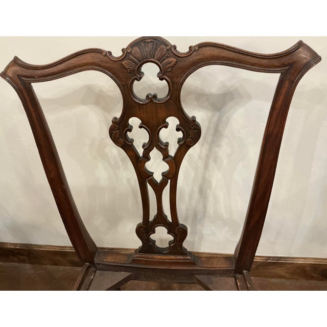 Set of 4 Antique Chippendale Style Splat Back Chairs With Concave Seats. For Sale In Phoenix - Image 6 of 7
