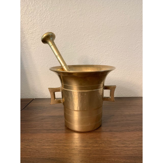 Early 20th Century Brass Pharmacy Apothecary Mortar and Pestle - 2 Pieces For Sale - Image 9 of 9