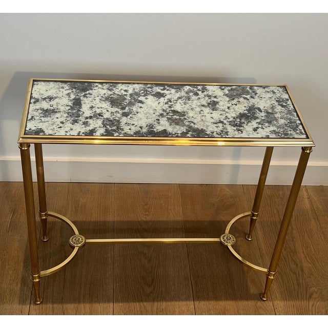 1940s Pair of brass side tables with oxidized mirror tops by Maison Baguès For Sale - Image 12 of 12