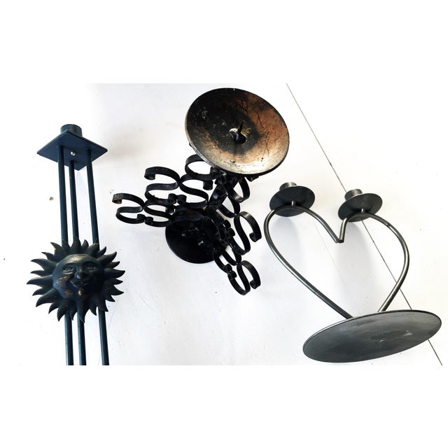 Vintage Metalwork Candlesticks, 1950s, Set of 3 For Sale - Image 4 of 9