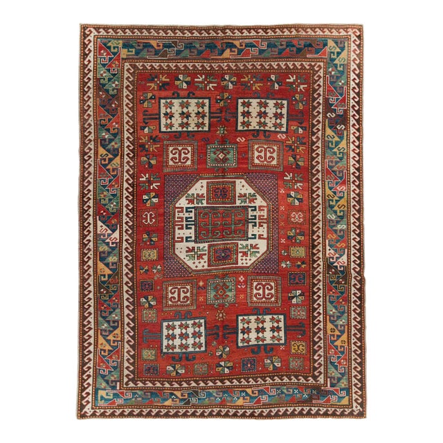 Galerie Shabab Collection Late 19th Century Handmade Caucasian Kazak Accent Rug For Sale