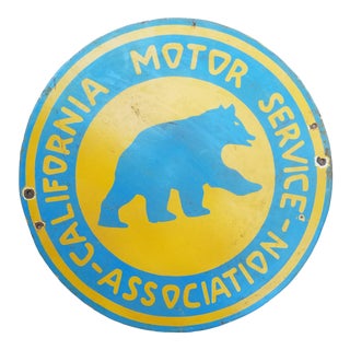 1960s Enamel California Bear Sign For Sale