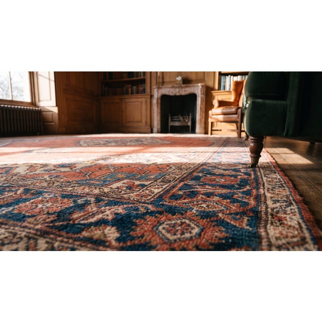 Radiant Orange Terra Cotta Color With Great Medallion Design Antique Serapi Rug For Sale - Image 13 of 15