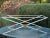 Silver John Vesey v-41 X-Leg Aluminum Brass Coffee Table Mid Century Modern For Sale - Image 8 of 12