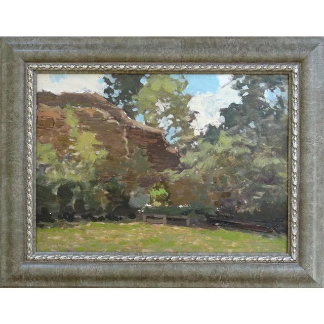 Modern Alfejs Bromults, Landscape, Oil on Cardboard For Sale - Image 3 of 4