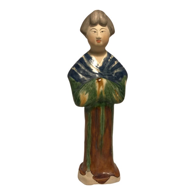 Vintage Tang Style Chinese Pottery Figurine of a Court Lady For Sale