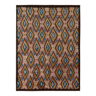 Rug & Kilim Moroccan Style Rug in Beige-Brown Diamond Pattern, 5x7 For Sale