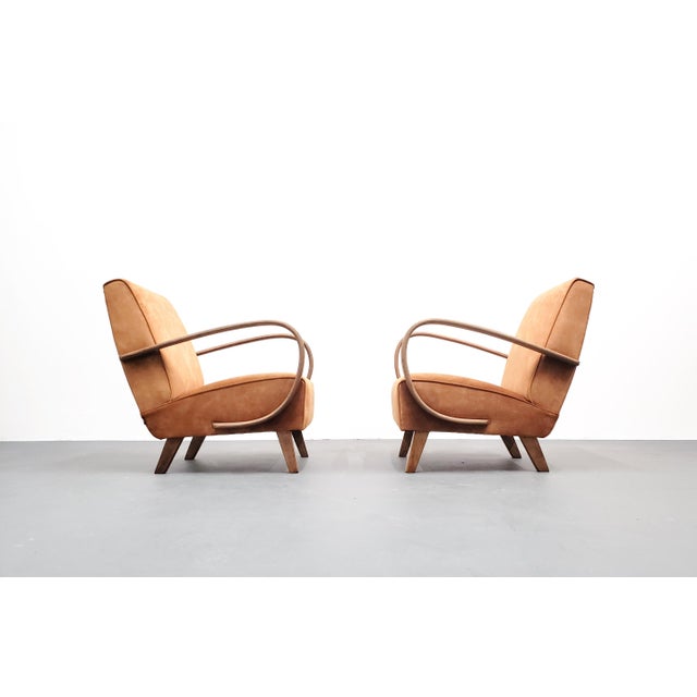 Bentwood Chair in Rust Brown Velvet by Jindrich Halabala, 1930 For Sale - Image 10 of 11