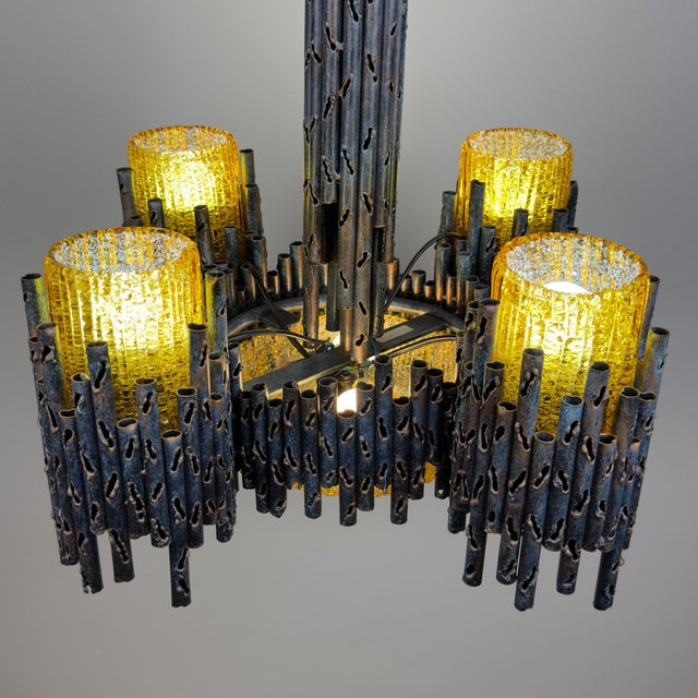 Brutalist Chandelier by Marcello Fantoni for Fantoni Studio, Florence, Italy, 1960s For Sale - Image 15 of 18
