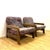 A pair of stylish retro armchairs from the second half of the 20th century, featuring a solid wooden frame, removable...
