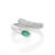 Oval Cut Emerald Diamond Cluster Bypass Ring in 18k White Gold For Sale