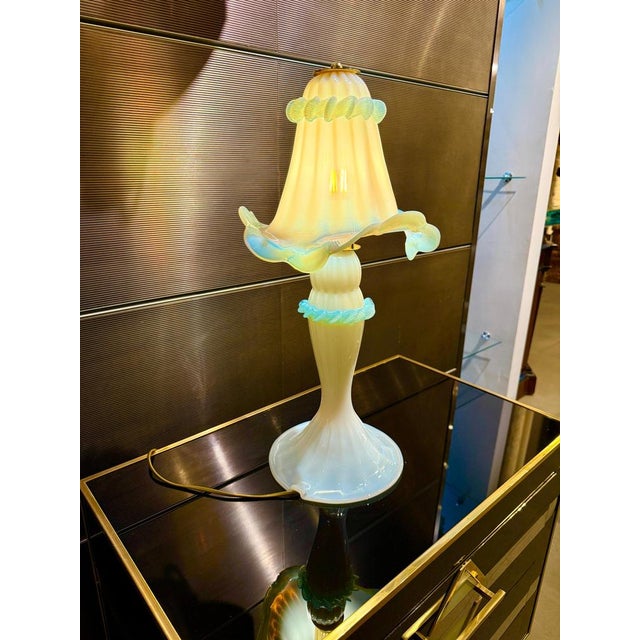 1990s Opaline and Light Blu Murano Glass Table Lights, 1990s For Sale - Image 5 of 12