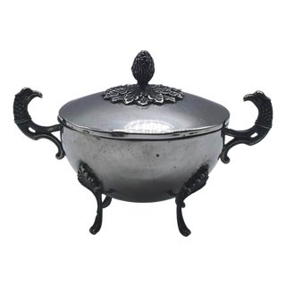 Antique Silver Sugar Bowl with Griffin Heads, 1900s For Sale
