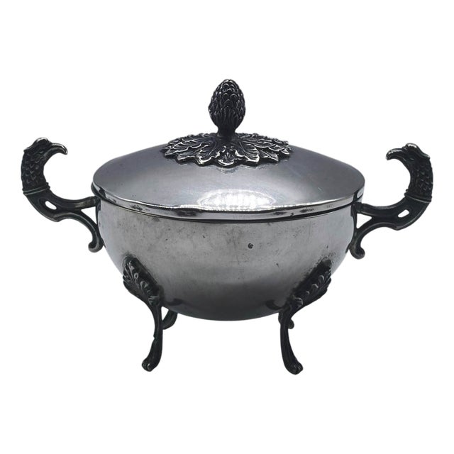 Antique Silver Sugar Bowl with Griffin Heads, 1900s For Sale
