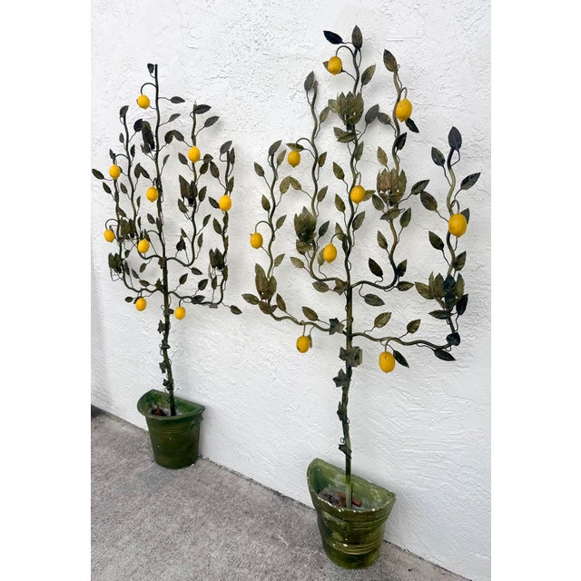 Vintage Italian Lemon Tole Tree Lights - A Pair For Sale - Image 11 of 12