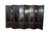 A very large and impressive vintage eight panel black lacquer gilt-decorated folding screen, featuring classic Chinoiserie...
