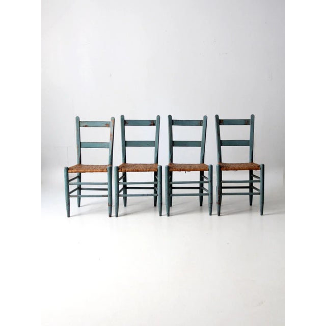 Antique Woven Seat Chairs Set of 4 For Sale - Image 11 of 11