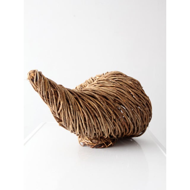 Wood Vintage Woven Cornucopia Basket For Sale - Image 7 of 14