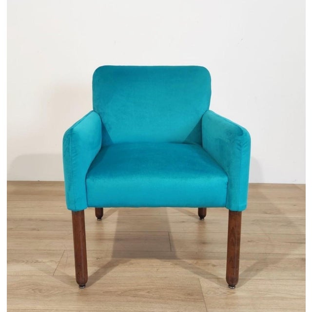 Model 896 Armchairs in Turquoise Velvet by Vico Magistretti for Cassina, 1963, Set of 2 For Sale - Image 9 of 11