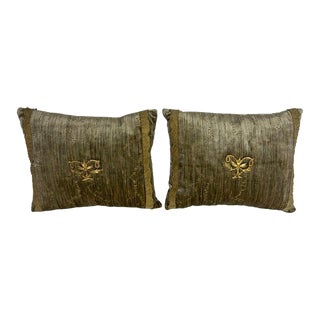 Pair of Custom Applique Petite Pillows by Mla For Sale