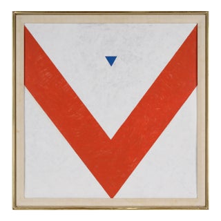Red Over White Original Geometric Art in Oil by Robert William Hinds For Sale