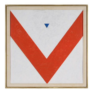 Red Over White Original Geometric Art in Oil by Robert William Hinds