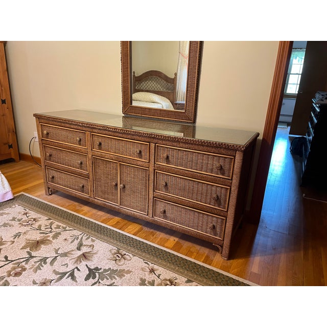 1980s Henry Link Triple Dresser and Mirror For Sale In Providence - Image 6 of 10