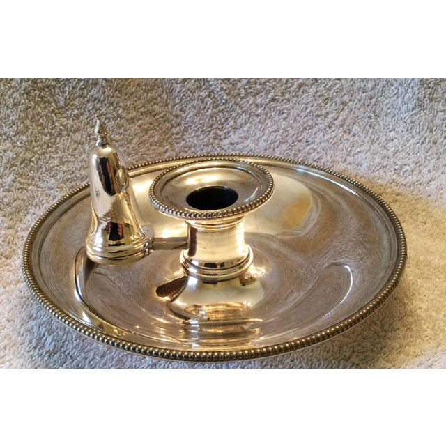 Late 19th Century Antique Elkington Silver Plate Chamberstick / Candle Holder With Snuffer Made in England For Sale - Image 5 of 9