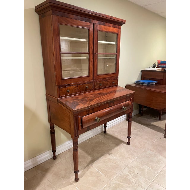 Traditional Federal 19th Century Secretary With Bookcase For Sale - Image 3 of 5