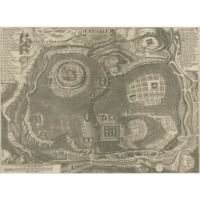 Jerusalem and Temple Imaginary Map by Blome, 1689 For Sale - Image 3 of 11