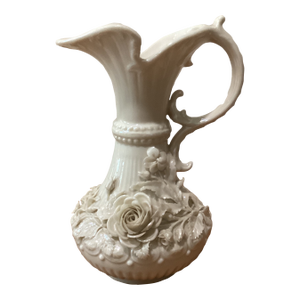 Antique Original Belleek Encrusted Porcelain Aberdeen Jug/Pitcher Black Mark (1891-1926)