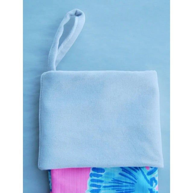 Shabby Chic Lilly Pulitzer Style Chic Tropical Beach Coral Shell Christmas Stocking For Sale - Image 3 of 7