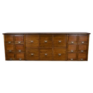 Large Mid-Century French Pine and Oak Apothecary Cabinet, 1950s For Sale