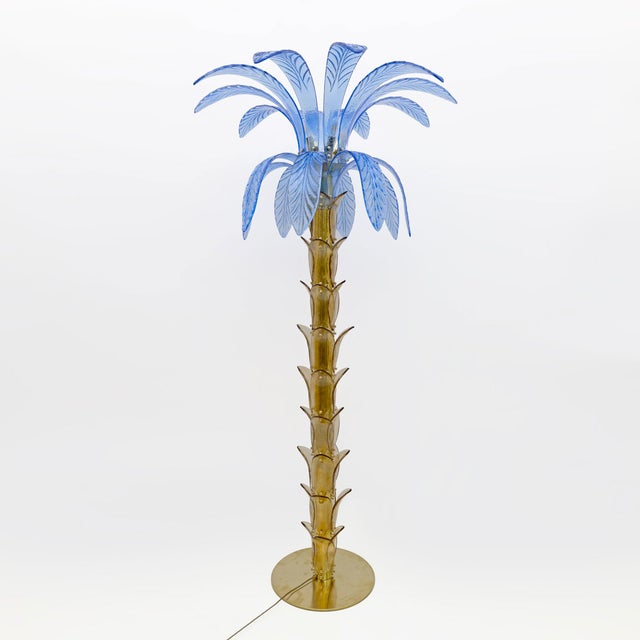 1970s Murano Glass and Brass Palm Tree Floor Lamps from Maestri Muranesi, 1970s, Set of 2 For Sale - Image 5 of 14