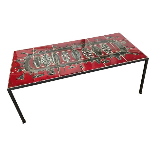 Ceramic and Metal Tray Coffee Table, 1960s For Sale