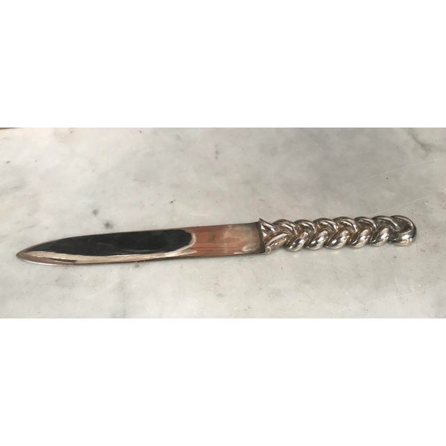 Modern Vintage Sterling Silver Letter Opener Torchon, Italy, 1970s For Sale - Image 3 of 9