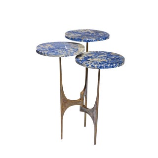 Handcrafted Side Table in Bronze with Multi-Level Marble Tops, 2022 For Sale