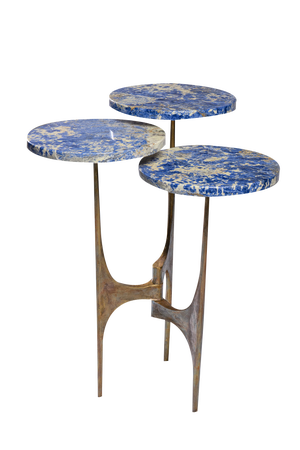 Handcrafted Side Table in Bronze with Multi-Level Marble Tops, 2022