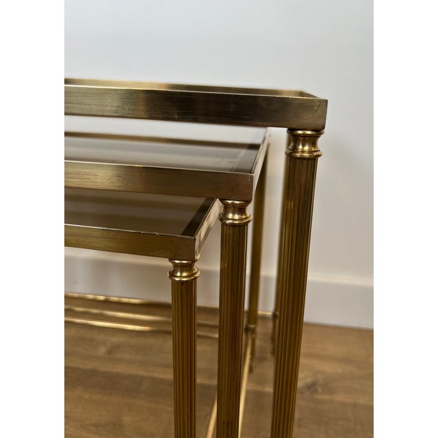 1940s Neoclassical style brass nesting tables by Maison Jansen For Sale - Image 10 of 12