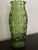 Glass Vintage 1960s Century Small Avocado Green Pressed Glass Vase For Sale - Image 7 of 12