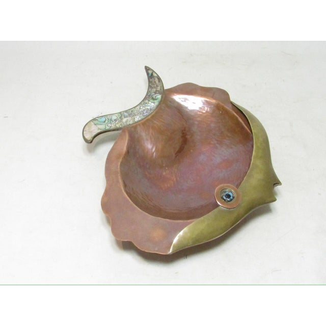 1960s Los Castillo Style Mexican Copper Fish Dish For Sale - Image 10 of 15