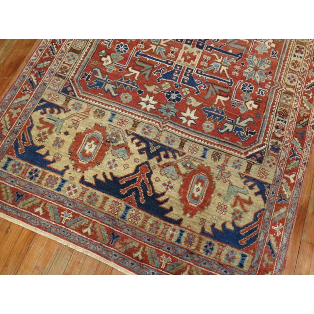 Rustic 1920s Persian Heriz Accent Rug For Sale - Image 3 of 18