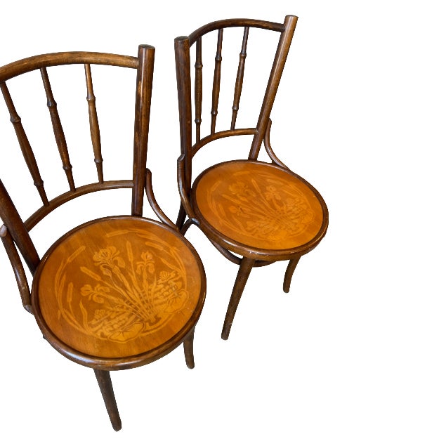 Art Nouveau Pair of Early 20th Century Thonet Bentwood Cafe Chairs For Sale - Image 3 of 7