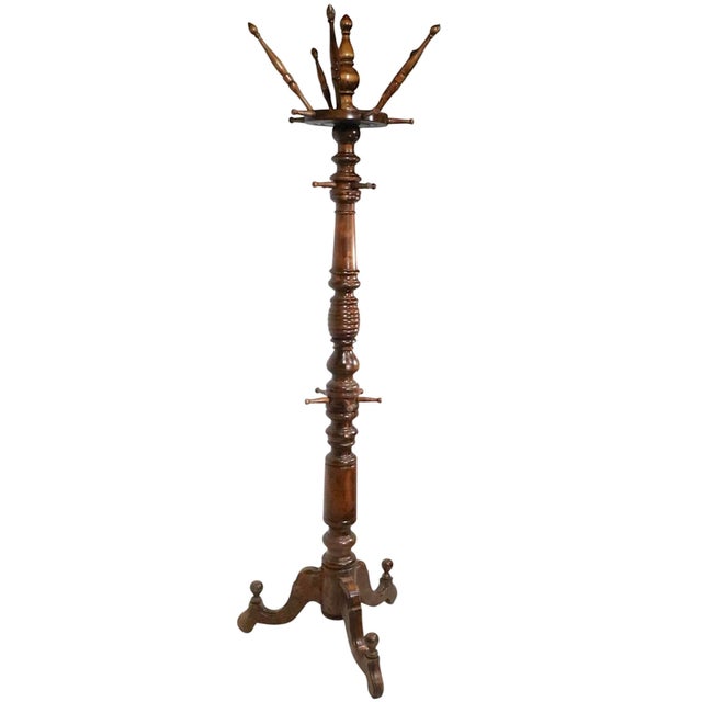 Wood 19th Century Victorian Walnut Coat Rack Coat Tree For Sale - Image 7 of 13