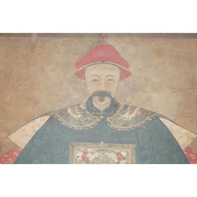 Exquisite circa 1860-1880 Chinese Ancestral Portrait in a lovely museum glass exhibition frame that is extremely...