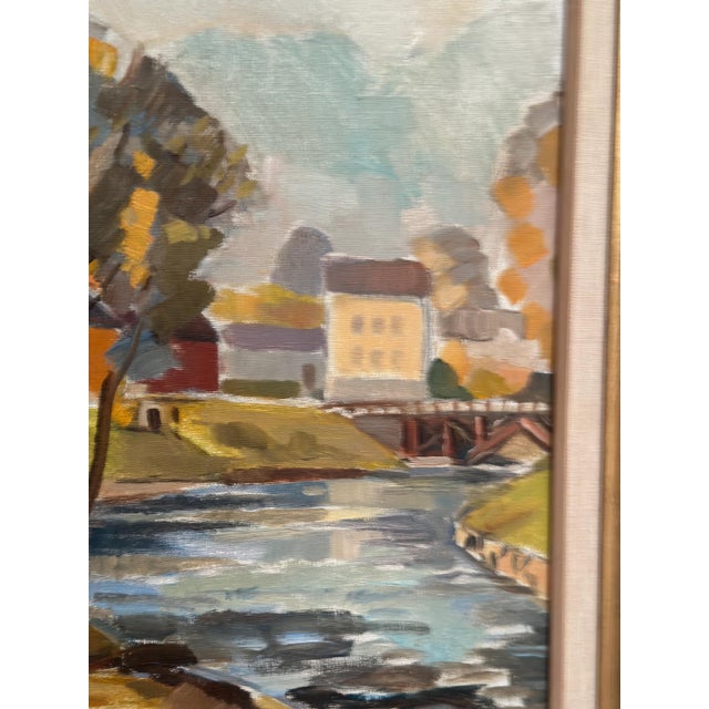 B. Lundqvist, Riverside Village, 1960s, Oil on Canvas, Framed For Sale - Image 5 of 18