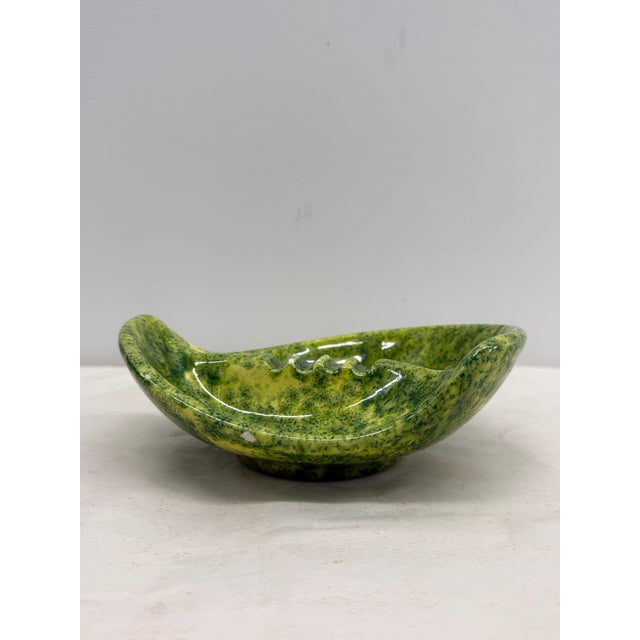 Vintage Mid-Century Green Speckled Ceramic Ashtray For Sale - Image 4 of 6