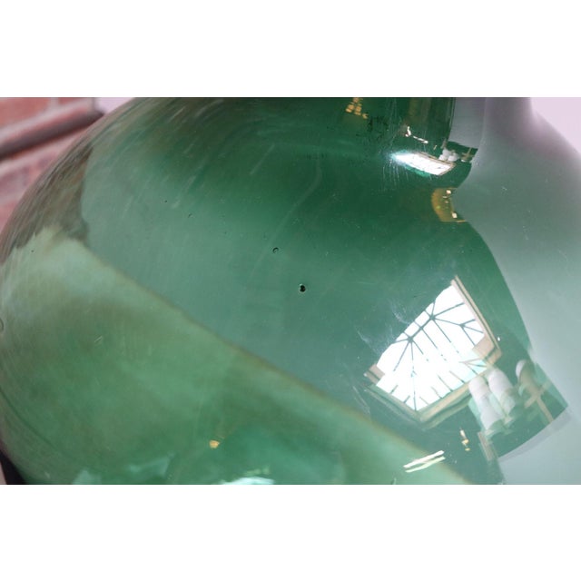 Vintage French Blown Glass Wide Neck Demijohn Carboy in Teal Green For Sale In New York - Image 6 of 12